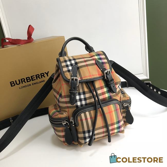Burberry Small Rainbow Medium Check Rucksack Backpack 211376 Size 22x33cm - 1
