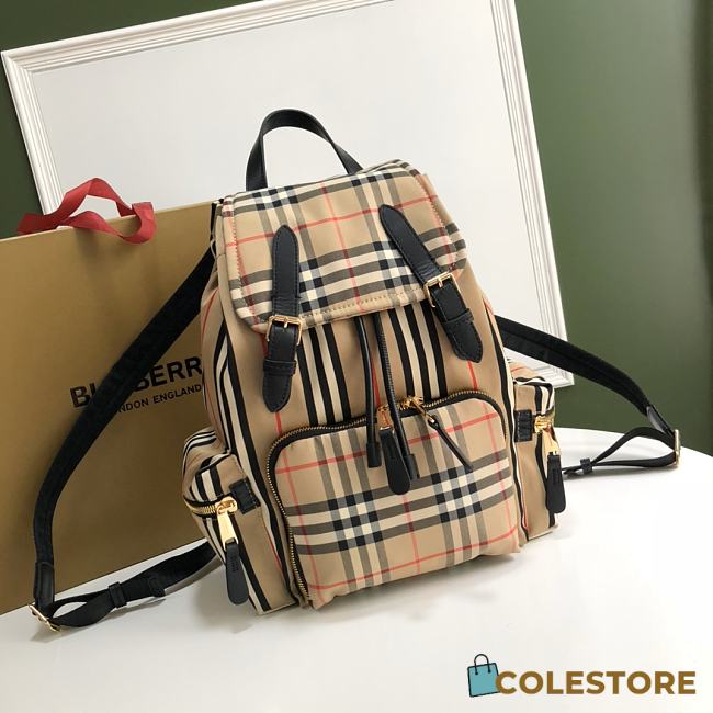 Burberry Beige Check Rucksack Backpack 211376 Size 22x33cm - 1