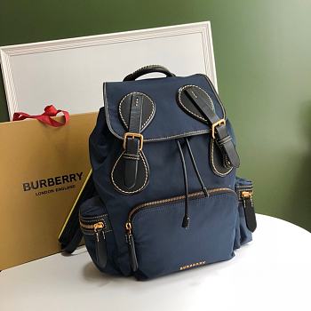 Burberry Backpack With Blue Nylon Calfskin Size 42x28x15cm