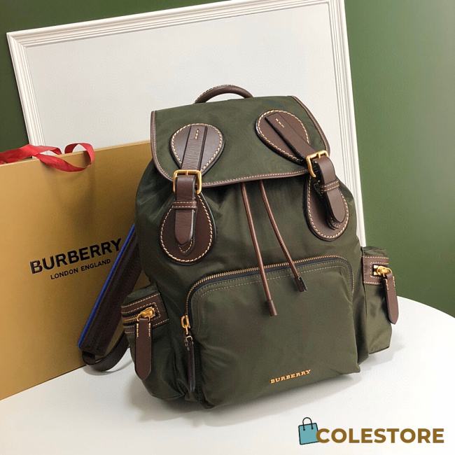 Burberry Backpack With Green Nylon Calfskin Size 42x28x15cm - 1