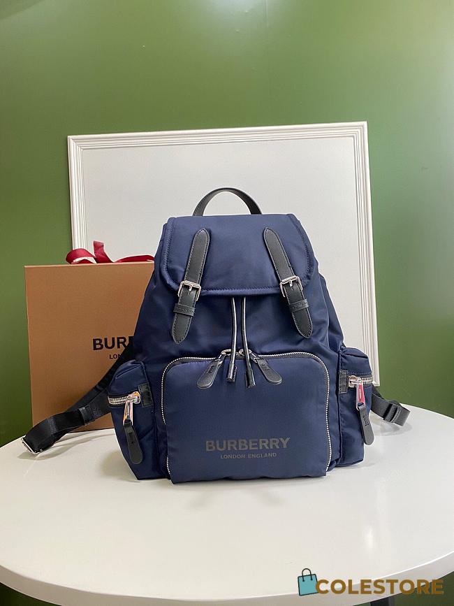 Burberry Logo Print Small Econyl Rucksack In Blue Size: 22x14x33cm - 1