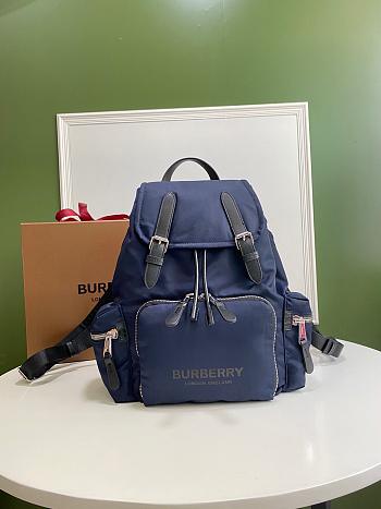 Burberry Logo Print Small Econyl Rucksack In Blue Size: 22x14x33cm