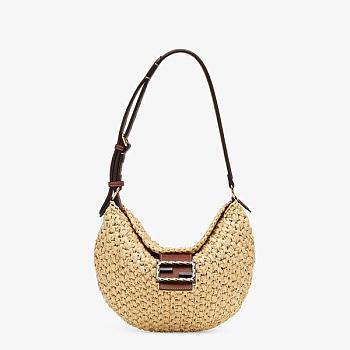 Fendi Small Croissant With Brown Cotton Calf Leather 8BR79 Size 29x22x3cm