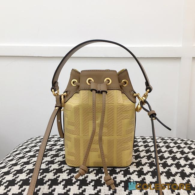 Fendi Mon Tresor Small Bucket Bag With Yellow Calfskin Leather 8BS01 Size 18.cm5x12x10 - 1