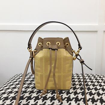 Fendi Mon Tresor Small Bucket Bag With Yellow Calfskin Leather 8BS01 Size 18.cm5x12x10