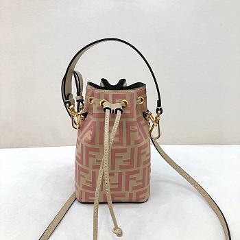 Fendi Mon Tresor Small Bucket Bag With Pink Calfskin Leather 8BS01 Size 18.5x12x10 cm