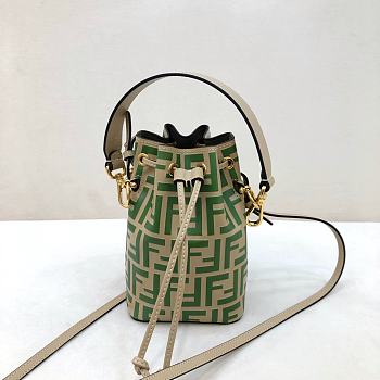 Fendi Mon Tresor Small Bucket Bag With Green Calfskin Leather 8BS01 Size 18.5x12x10 cm