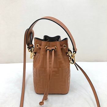Fendi Mon Tresor Small Bucket Bag With Brown Calfskin Leather 8BS01 Size 18.5x12x10 cm