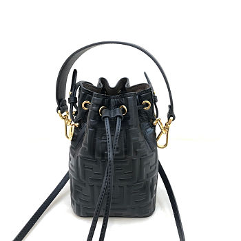 Fendi Mon Tresor Small Bucket Bag With Black Calfskin Leather 8BS01 Size 18.5x12x10 cm