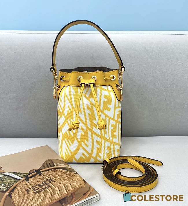 Fendi Mon Tresor Small Bucket Bag With Yellow Calfskin Leather 8BS01 Size 18.5x12x10 cm - 1
