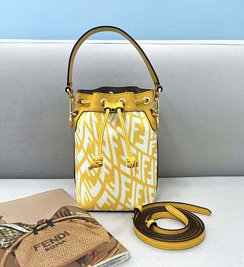Fendi Mon Tresor Small Bucket Bag With Yellow Calfskin Leather 8BS01 Size 18.5x12x10 cm