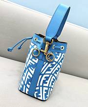 Fendi Mon Tresor Small Bucket Bag With Blue Calfskin Leather 8BS01 Size 18.5x12x10 cm - 6