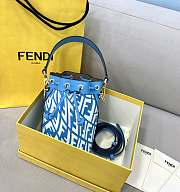 Fendi Mon Tresor Small Bucket Bag With Blue Calfskin Leather 8BS01 Size 18.5x12x10 cm - 1