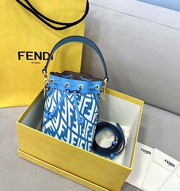 Fendi Mon Tresor Small Bucket Bag With Blue Calfskin Leather 8BS01 Size 18.5x12x10 cm