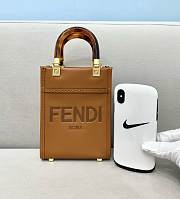 Fendi Mini Sunshine Shopper With Brown Leather Bag 8376A Size 13×6×18cm - 1
