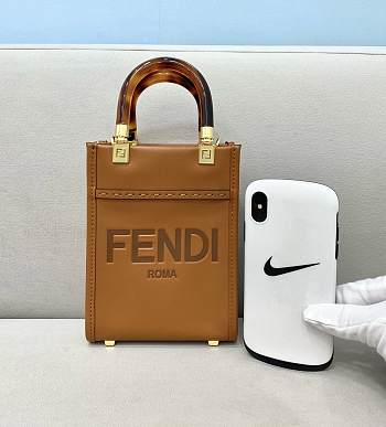 Fendi Mini Sunshine Shopper With Brown Leather Bag 8376A Size 13×6×18cm