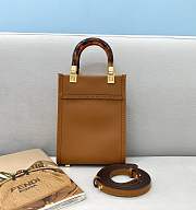 Fendi Mini Sunshine Shopper With Brown Leather Bag 8376A Size 13×6×18cm - 2