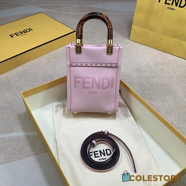 Fendi Mini Sunshine ShopperWith Pink Leather Bag 8376A Size 13×6×18cm - 1