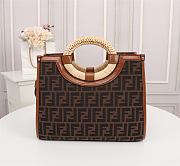 Fendi Large Runaway Shopping Tote With Brown Trim 8BH35 Size 44cm - 6