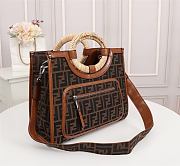 Fendi Large Runaway Shopping Tote With Brown Trim 8BH35 Size 44cm - 5