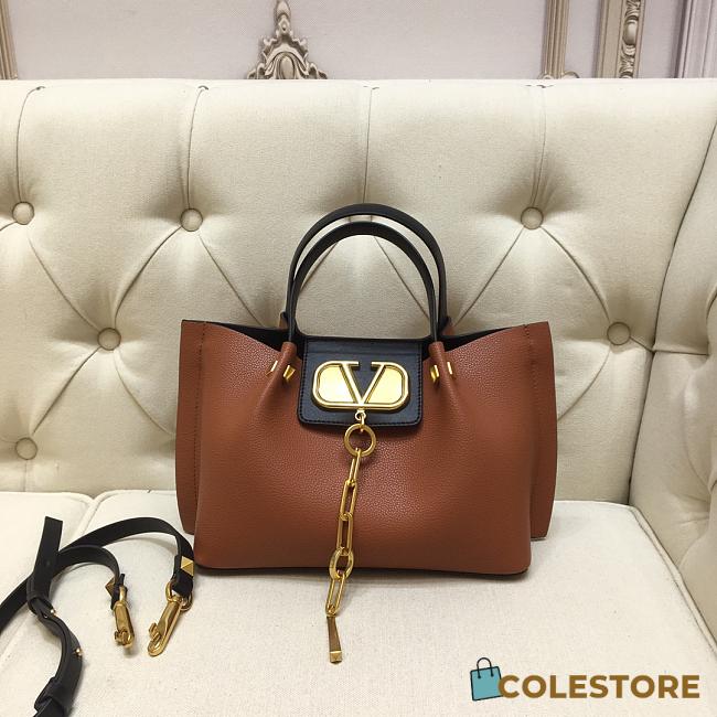 Valentino Garavani Vlogo Escape Tote Bag In Brown SB1429 Size 31x25x15cm - 1