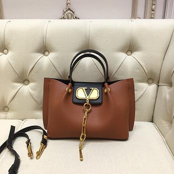 Valentino Garavani Vlogo Escape Tote Bag In Brown SB1429 Size 31x25x15cm