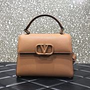 Valentino Vsling Grainy With Brown Calfskin Hand Bag VW2B0 Size 25x12x9cm - 1