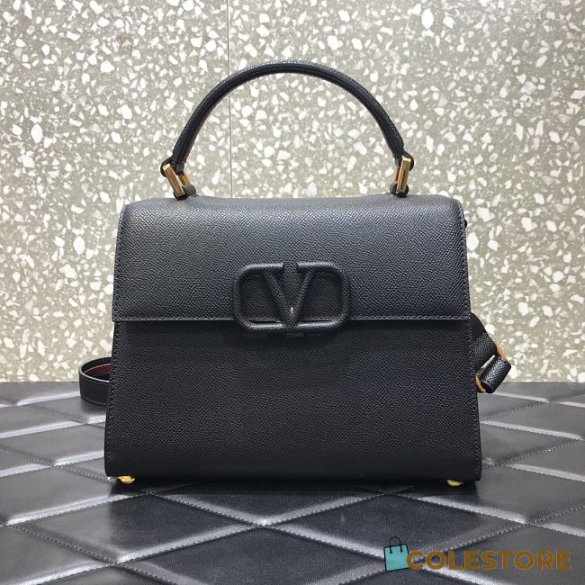 Valentino Vsling Grainy With Black Calfskin Hand Bag VW2B0 Size 25x12x9cm - 1