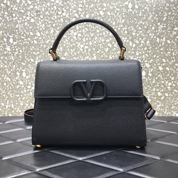 Valentino Vsling Grainy With Black Calfskin Hand Bag VW2B0 Size 25x12x9cm