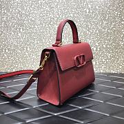 Valentino Vsling Grainy With Wine Red Calfskin Hand Bag VW2B0 Size 25x12x9cm - 6