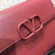 Valentino Vsling Grainy With Wine Red Calfskin Hand Bag VW2B0 Size 25x12x9cm - 5