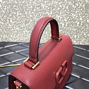 Valentino Vsling Grainy With Wine Red Calfskin Hand Bag VW2B0 Size 25x12x9cm - 3