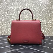 Valentino Vsling Grainy With Wine Red Calfskin Hand Bag VW2B0 Size 25x12x9cm - 2
