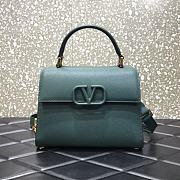 Valentino Vsling Grainy With Dark Green Red Calfskin Hand Bag VW2B0 Size 25x12x9cm - 1