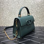 Valentino Vsling Grainy With Dark Green Red Calfskin Hand Bag VW2B0 Size 25x12x9cm - 5