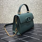 Valentino Vsling Grainy With Dark Green Red Calfskin Hand Bag VW2B0 Size 25x12x9cm - 3