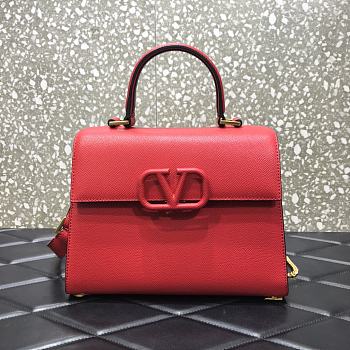Valentino Vsling Grainy With Red Calfskin Hand Bag VW2B0 Size 25x12x9cm