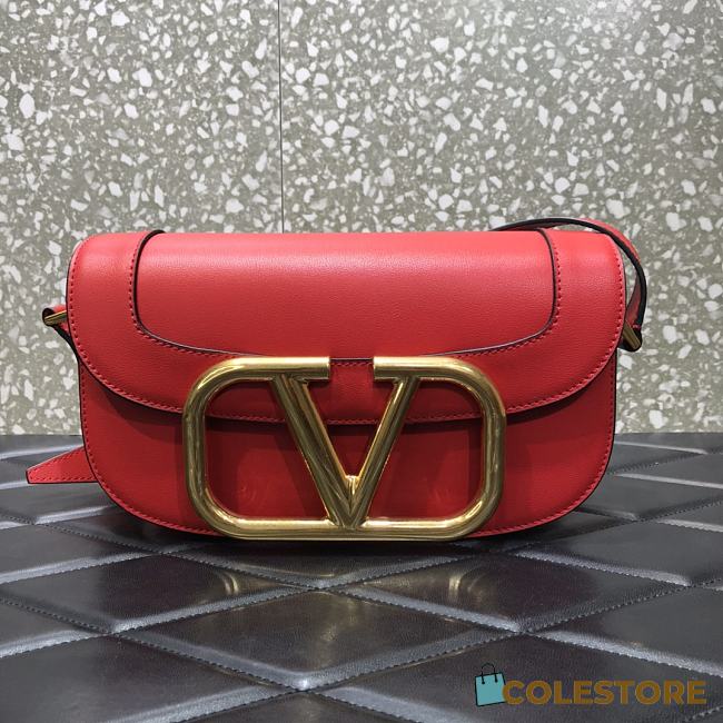Valentino Garavani Supervee Crossbody Bag With Red Calfskin WB0G0 Size: 26.5x9x16cm - 1