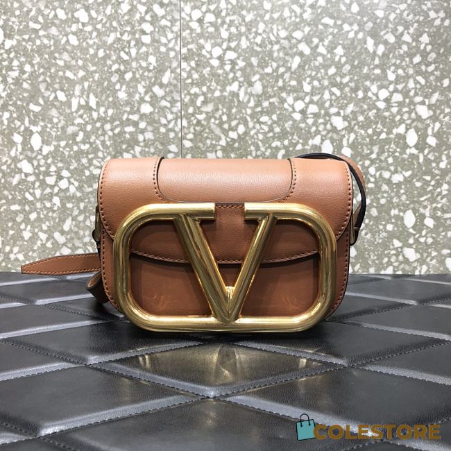 Valentino Garavani Supervee Small Shoulder Bag With Brown Calfskin Leather WW2B0 Size: 18x13x7cm - 1