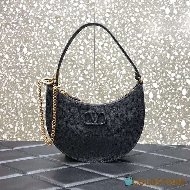 Valentino Vlogo Signature Mini Hobo Bag In Black Size 20x5x12cm - 1