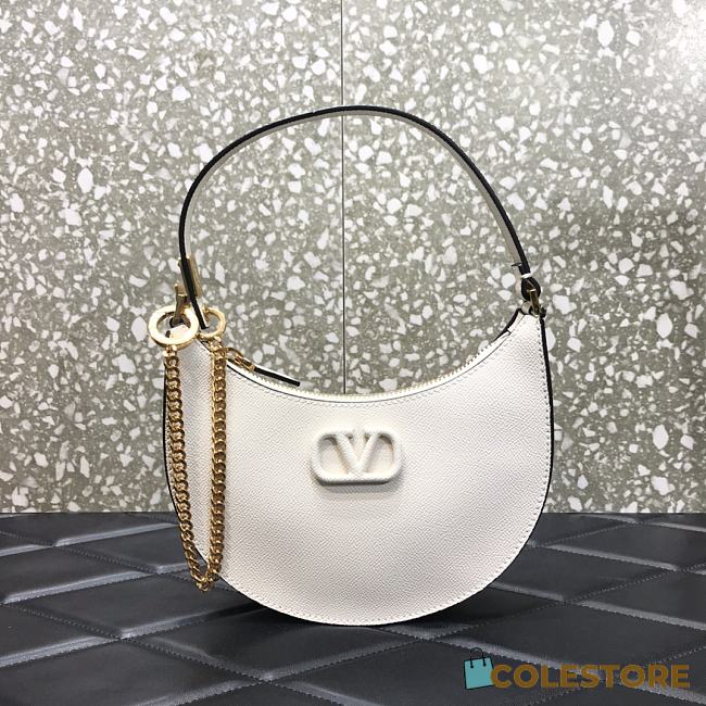 Valentino Vlogo Signature Mini Hobo Bag In White Size 20x5x12cm - 1