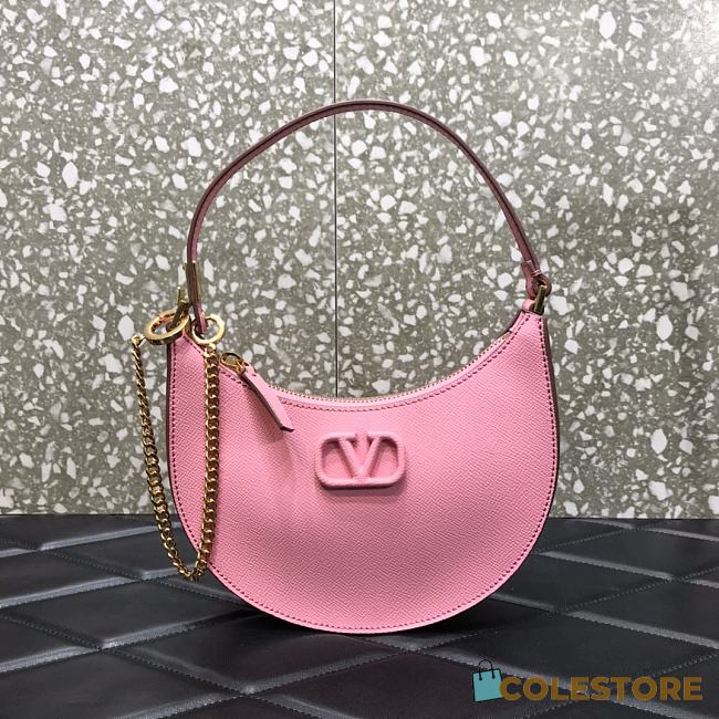 Valentino Vlogo Signature Mini Hobo Bag In Pink Size 20x5x12cm - 1