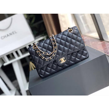 Chanel Classic Flap Bag Golden Chain In Black Size 25cm