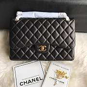  Chanel Large Classic Handbag Grained Calfskin Gold Black - 1