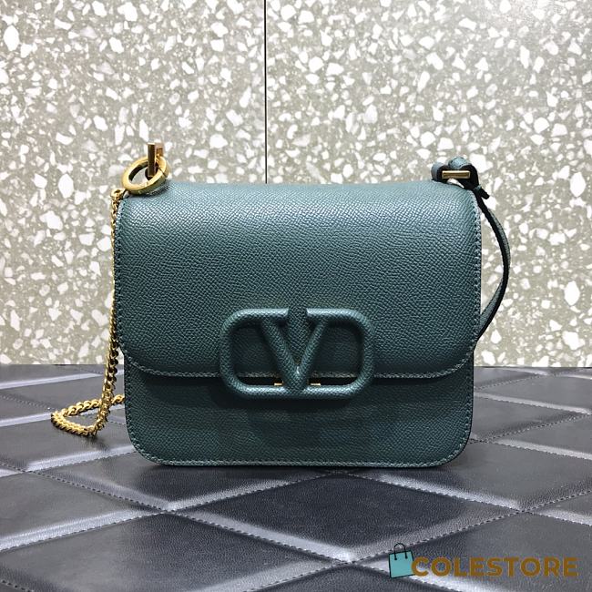 Valentino Small Garavani VLogo Signature With Blue Calfskin UW0P0 Size 22x11x17cm - 1