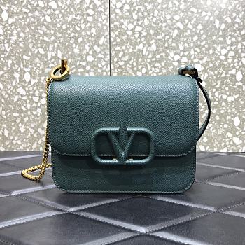 Valentino Small Garavani VLogo Signature With Blue Calfskin UW0P0 Size 22x11x17cm