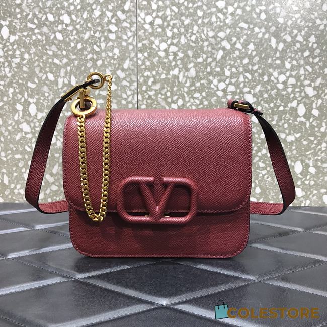Valentino Small Garavani VLogo Signature With Wine Red Calfskin UW0P0 Size 11x6x10cm - 1