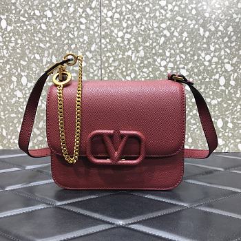 Valentino Small Garavani VLogo Signature With Wine Red Calfskin UW0P0 Size 11x6x10cm