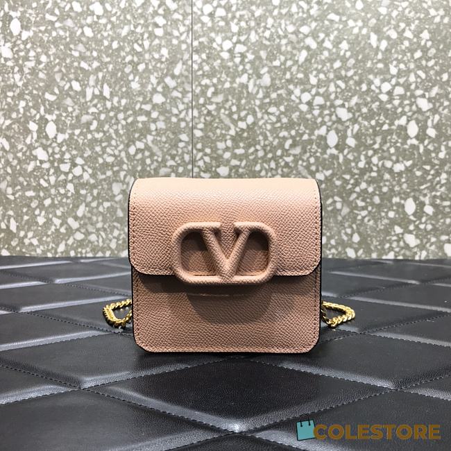 Valentino Small Garavani VLogo Signature With Pink Calfskin UW0P0 Size 11x6x10cm - 1