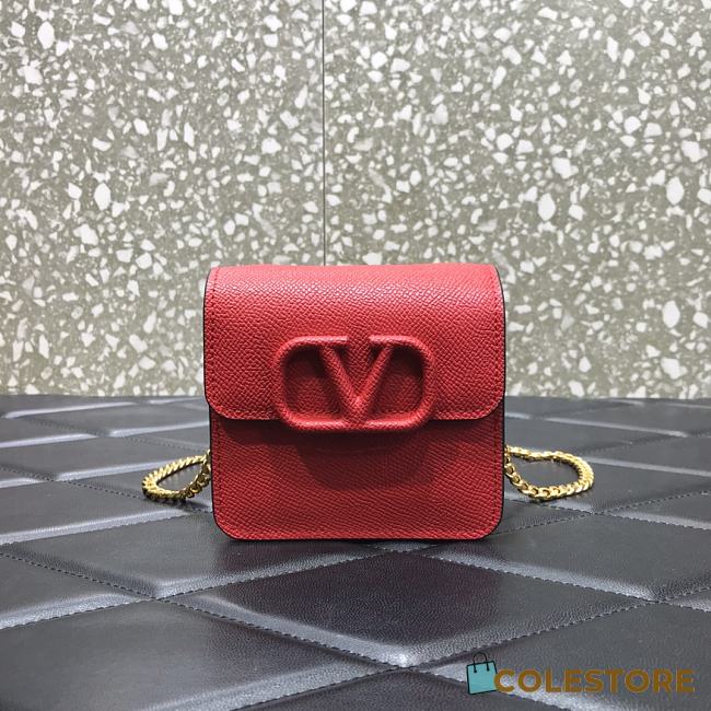 Valentino Small Garavani VLogo Signature With Red Calfskin UW0P0 Size 11x6x10cm - 1
